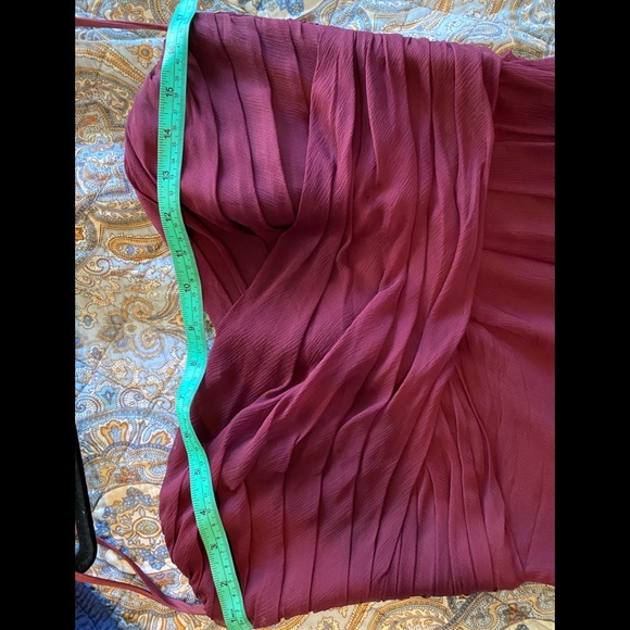 AMSALE Wine Silk Chiffon Ruched Strapless size 10 - Picture 5 of 6